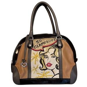 Brighton “So Glamorous” Stylish Women's Graphic Handbag - Tan and Black